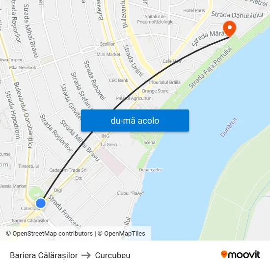 Harta de Bariera Călărașilor către Curcubeu