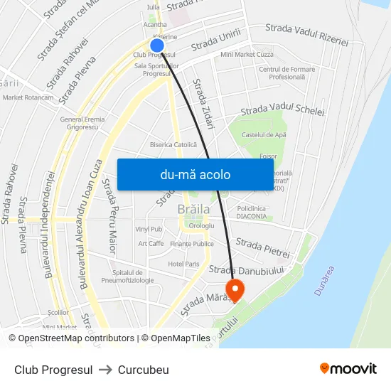 Harta de Club Progresul către Curcubeu