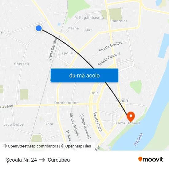 Harta de Școala Nr. 24 către Curcubeu