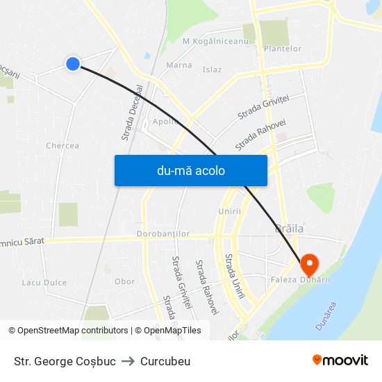 Harta de Str. George Coșbuc către Curcubeu