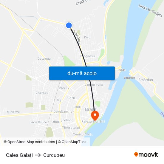 Harta de Calea Galați către Curcubeu
