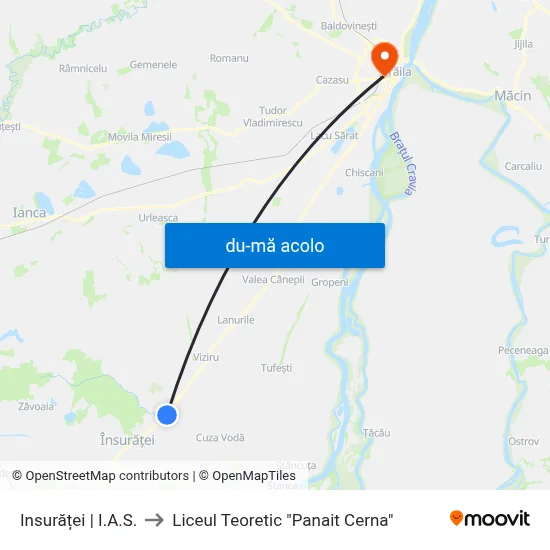 Harta de Insurăței | I.A.S. către Liceul Teoretic "Panait Cerna"
