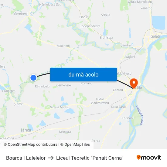 Harta de Boarca | Lalelelor către Liceul Teoretic "Panait Cerna"