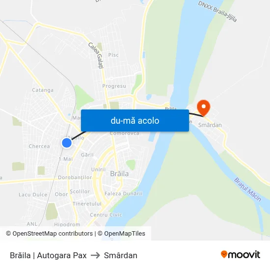 Harta de Brăila | Autogara Pax către Smârdan