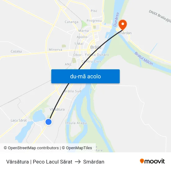 Harta de Vărsătura | Peco Lacul Sărat către Smârdan