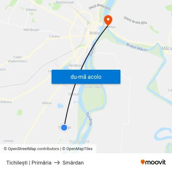 Harta de Tichilești | Primăria către Smârdan