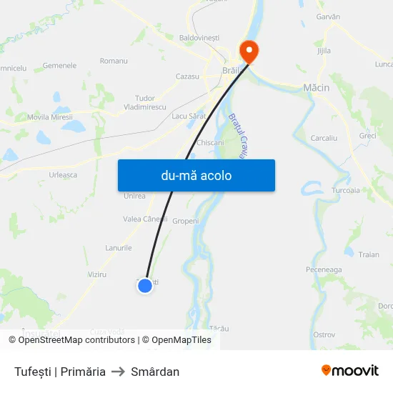 Harta de Tufești | Primăria către Smârdan