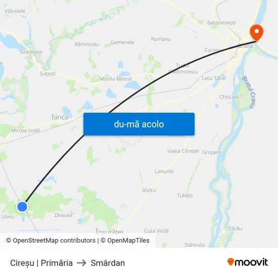 Harta de Cireșu | Primăria către Smârdan