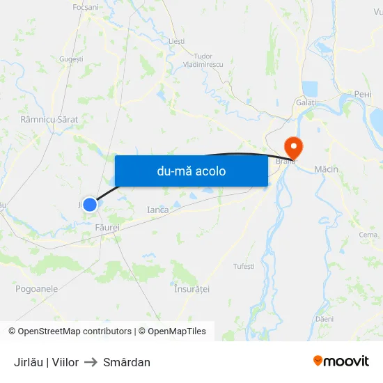 Harta de Jirlău | Viilor către Smârdan