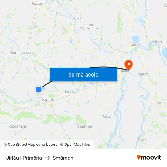 Harta de Jirlău | Primăria către Smârdan