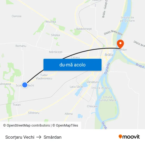 Harta de Scorțaru Vechi către Smârdan