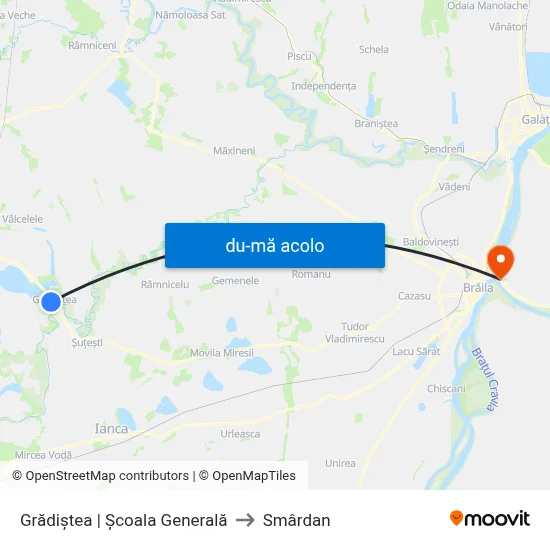 Harta de Grădiștea | Școala Generală către Smârdan