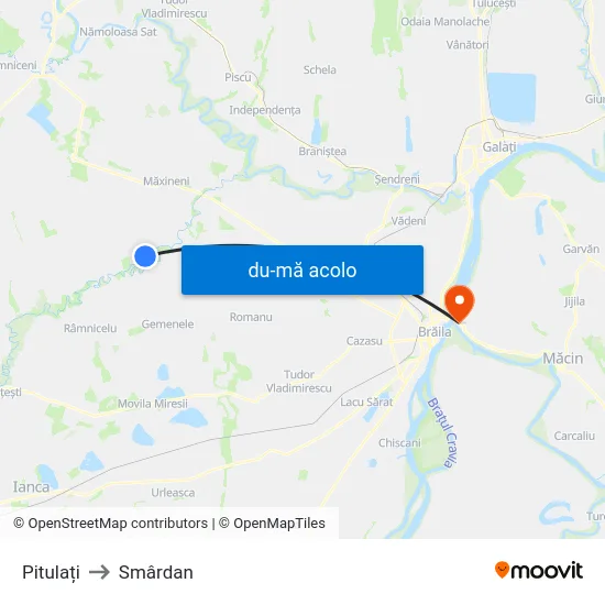 Harta de Pitulați către Smârdan