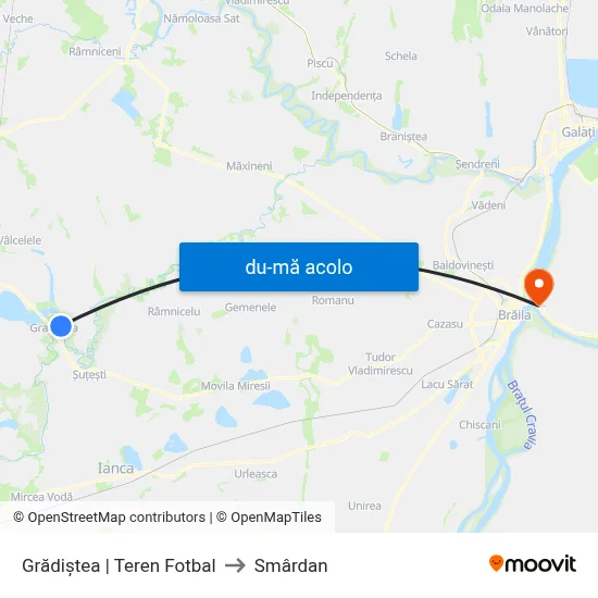 Harta de Grădiștea | Teren Fotbal către Smârdan