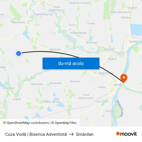 Harta de Cuza Vodă | Biserica Adventistă către Smârdan