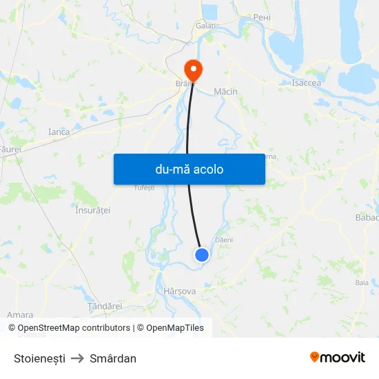 Harta de Stoienești către Smârdan