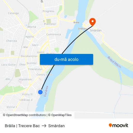 Harta de Brăila | Trecere Bac către Smârdan