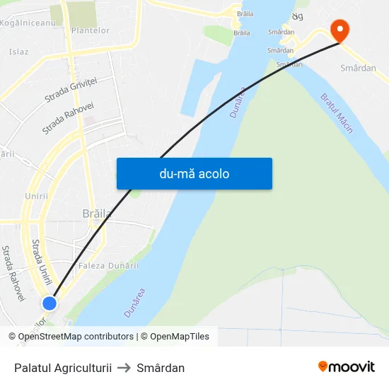 Harta de Palatul Agriculturii către Smârdan