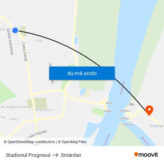 Harta de Stadionul Progresul către Smârdan