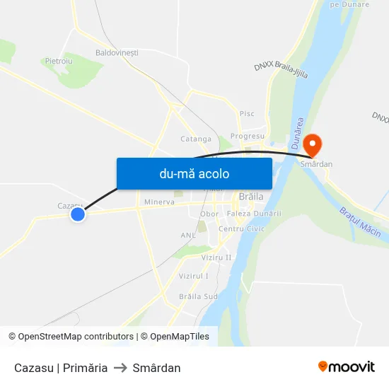 Harta de Cazasu | Primăria către Smârdan