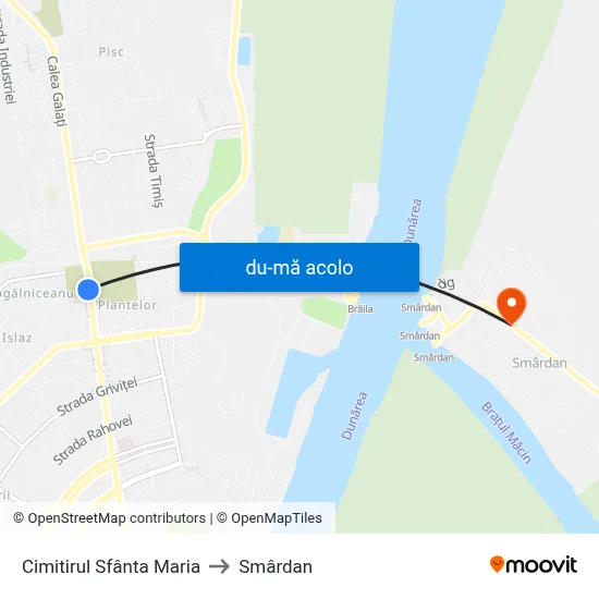 Harta de Cimitirul Sfânta Maria către Smârdan