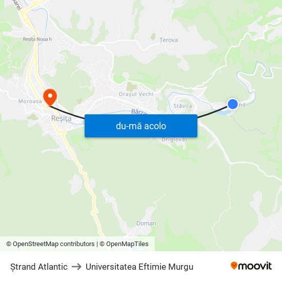 Harta de Ștrand Atlantic către Universitatea Eftimie Murgu