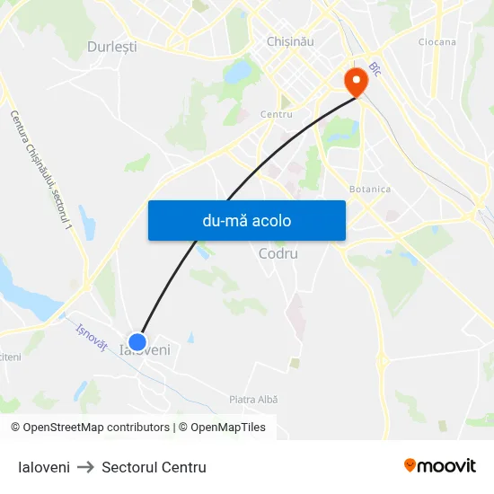 Harta de Ialoveni către Sectorul Centru