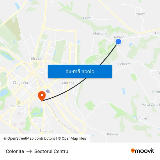 Harta de Colonița către Sectorul Centru