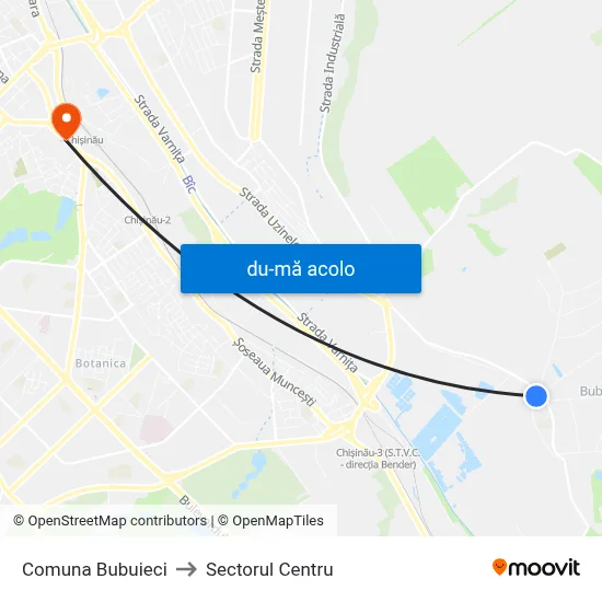 Harta de Comuna Bubuieci către Sectorul Centru
