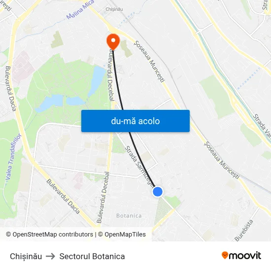 Harta de Chişinău către Sectorul Botanica