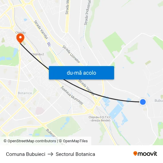 Harta de Comuna Bubuieci către Sectorul Botanica