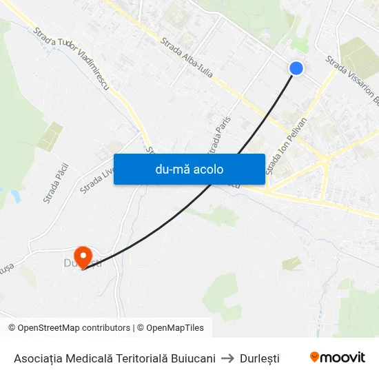 Harta de Asociația Medicală Teritorială Buiucani către Durlești