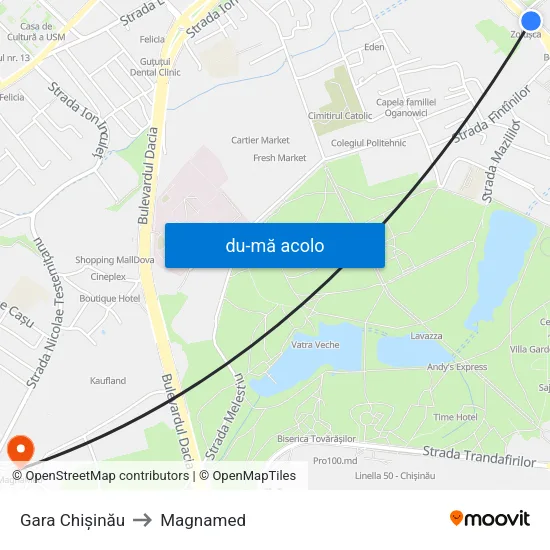 Harta de Gara Chișinău către Magnamed