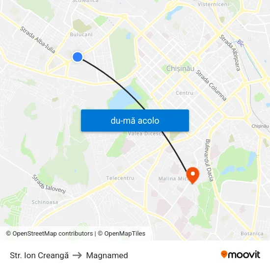 Harta de Str. Ion Creangă către Magnamed