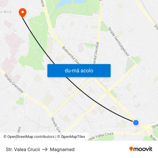 Harta de Str. Valea Crucii către Magnamed