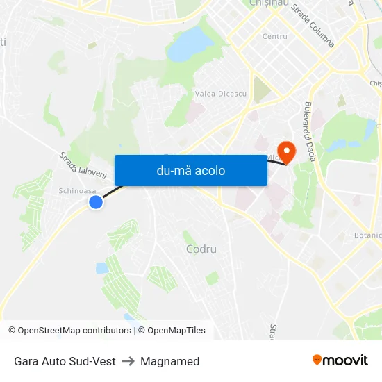 Harta de Gara Auto Sud-Vest către Magnamed