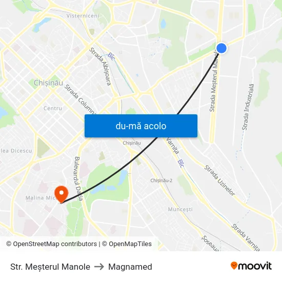 Harta de Str. Meșterul Manole către Magnamed