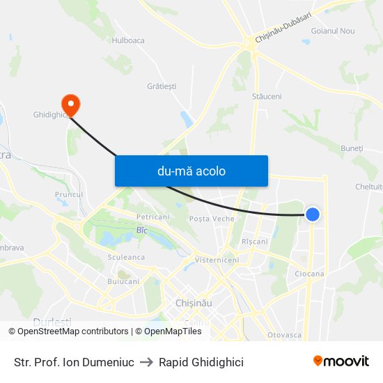 Harta de Str. Prof. Ion Dumeniuc către Rapid Ghidighici