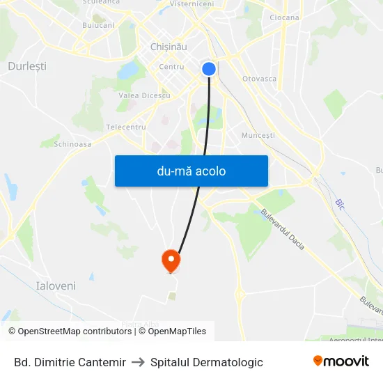 Harta de Bd. Dimitrie Cantemir către Spitalul Dermatologic