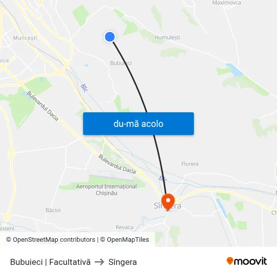 Harta de Bubuieci | Facultativă către Sîngera