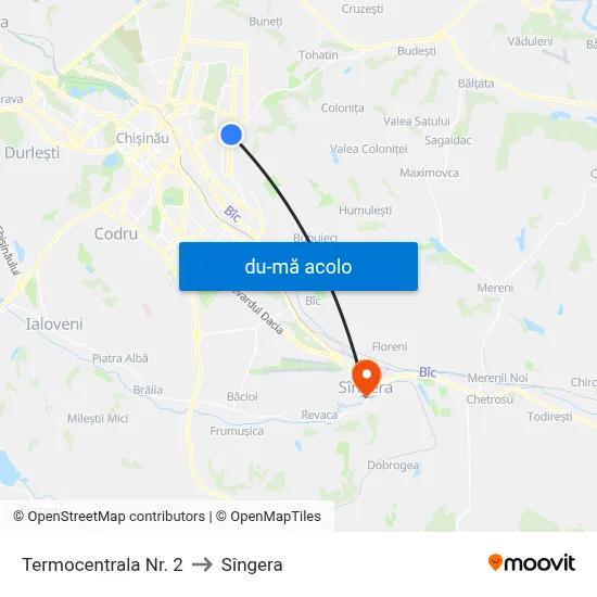 Harta de Termocentrala Nr. 2 către Sîngera