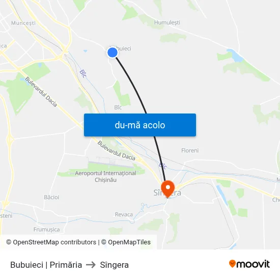 Harta de Bubuieci | Primăria către Sîngera