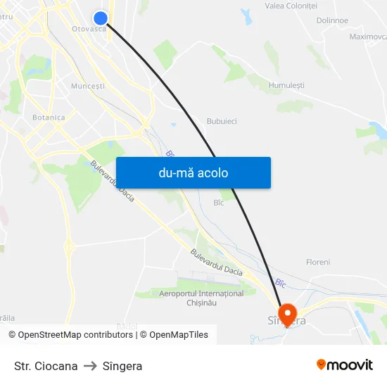 Harta de Str. Ciocana către Sîngera