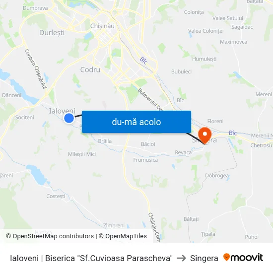Harta de Ialoveni | Biserica "Sf.Cuvioasa Parascheva" către Sîngera