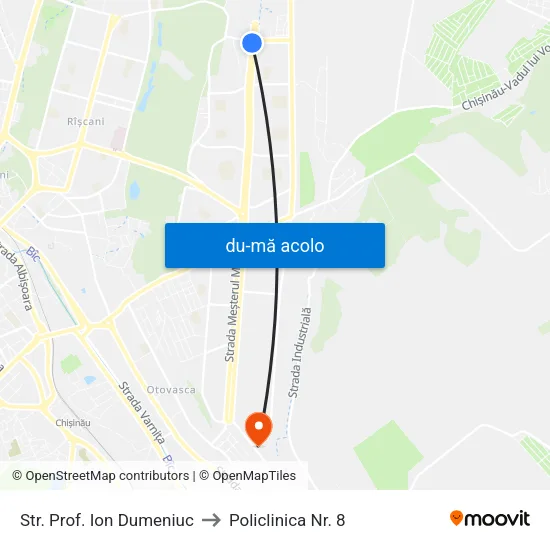 Harta de Str. Prof. Ion Dumeniuc către Policlinica Nr. 8