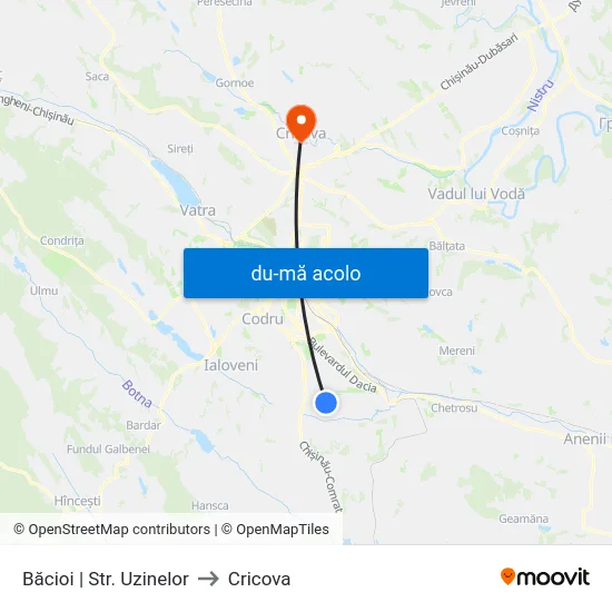 Harta de Băcioi | Str. Uzinelor către Cricova