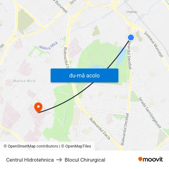 Harta de Centrul Hidrotehnica către Blocul Chirurgical