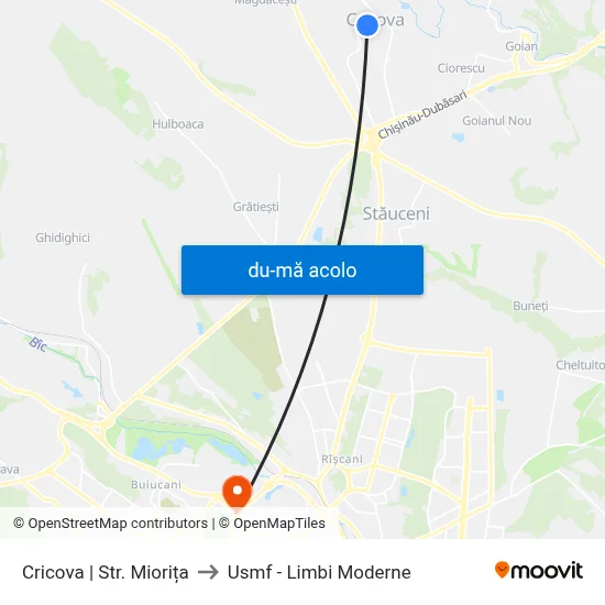 Harta de Cricova | Str. Miorița către Usmf - Limbi Moderne