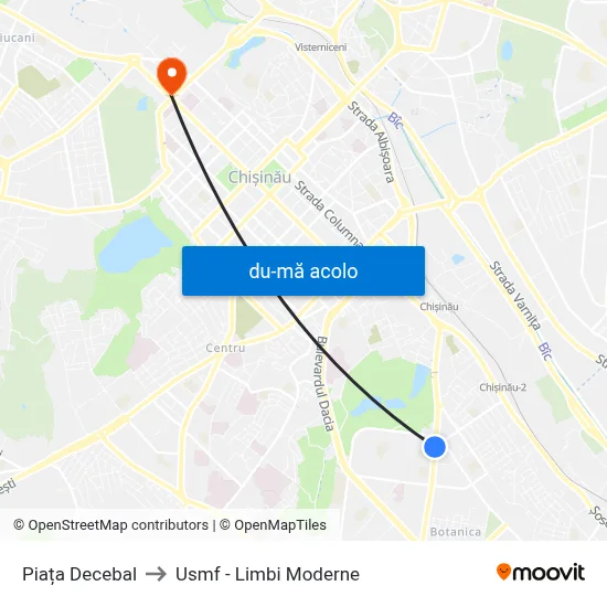 Harta de Piața Decebal către Usmf - Limbi Moderne