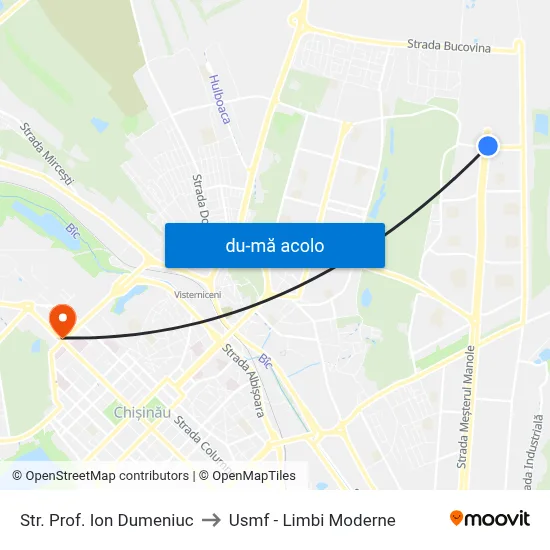 Harta de Str. Prof. Ion Dumeniuc către Usmf - Limbi Moderne